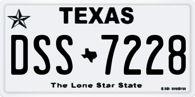 TX license plate DSS7228