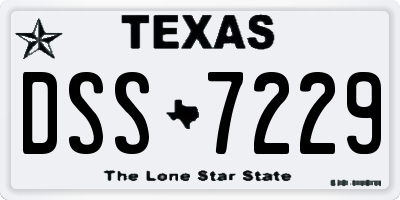 TX license plate DSS7229
