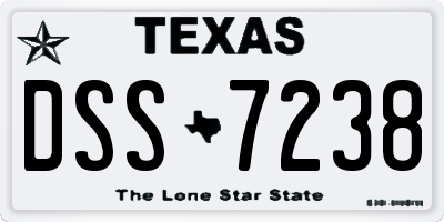 TX license plate DSS7238