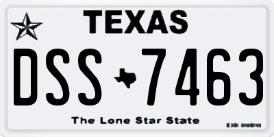 TX license plate DSS7463