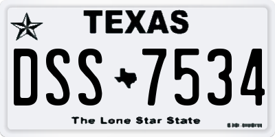 TX license plate DSS7534