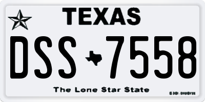 TX license plate DSS7558