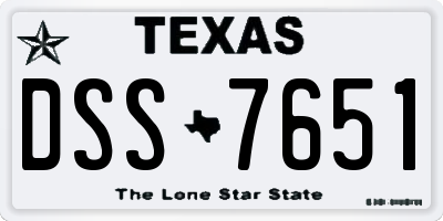 TX license plate DSS7651