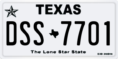 TX license plate DSS7701