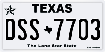 TX license plate DSS7703