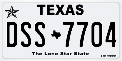 TX license plate DSS7704