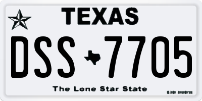TX license plate DSS7705