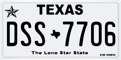 TX license plate DSS7706