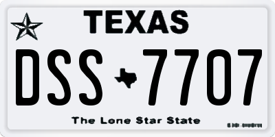 TX license plate DSS7707