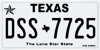 TX license plate DSS7725