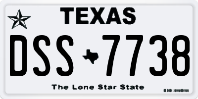 TX license plate DSS7738