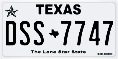 TX license plate DSS7747