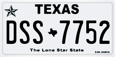TX license plate DSS7752