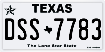 TX license plate DSS7783