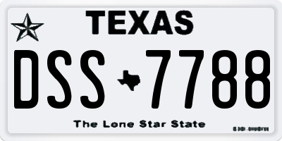TX license plate DSS7788