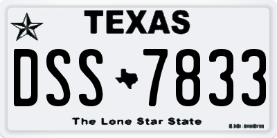 TX license plate DSS7833