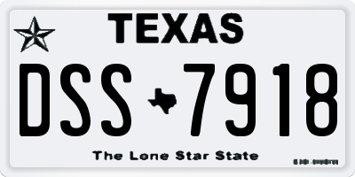 TX license plate DSS7918