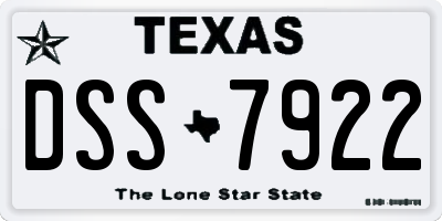 TX license plate DSS7922