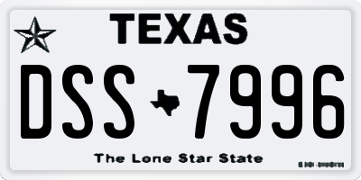 TX license plate DSS7996