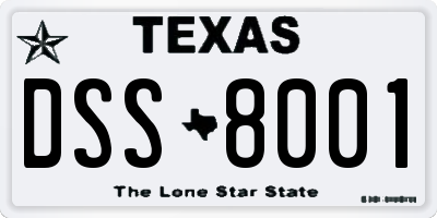 TX license plate DSS8001