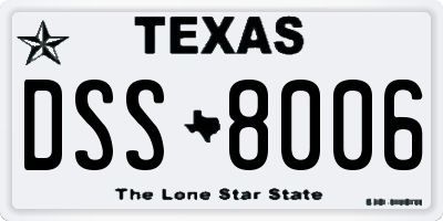 TX license plate DSS8006