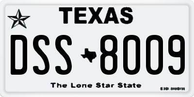 TX license plate DSS8009