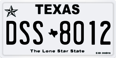 TX license plate DSS8012