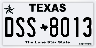 TX license plate DSS8013