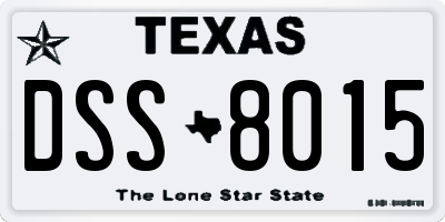 TX license plate DSS8015