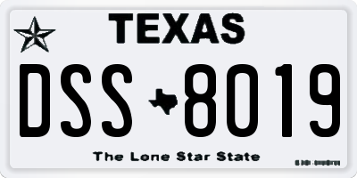 TX license plate DSS8019