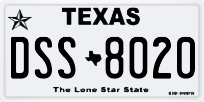 TX license plate DSS8020