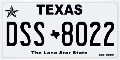 TX license plate DSS8022