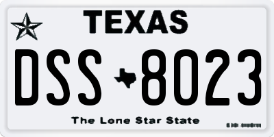 TX license plate DSS8023
