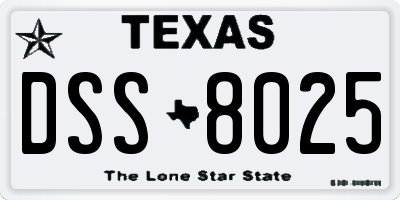 TX license plate DSS8025