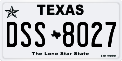 TX license plate DSS8027