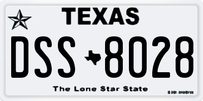 TX license plate DSS8028
