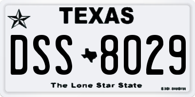 TX license plate DSS8029