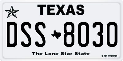 TX license plate DSS8030