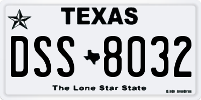TX license plate DSS8032