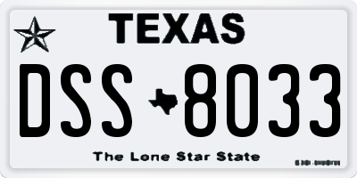 TX license plate DSS8033
