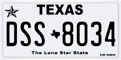 TX license plate DSS8034