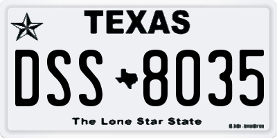 TX license plate DSS8035