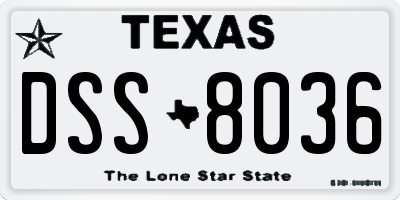 TX license plate DSS8036
