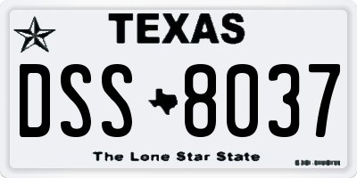 TX license plate DSS8037