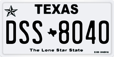 TX license plate DSS8040