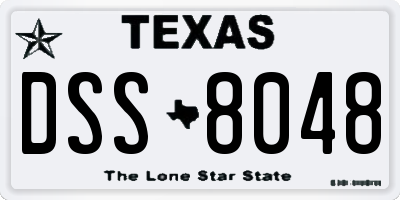TX license plate DSS8048