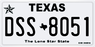 TX license plate DSS8051