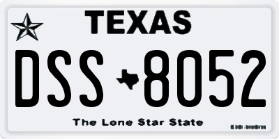 TX license plate DSS8052