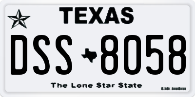 TX license plate DSS8058