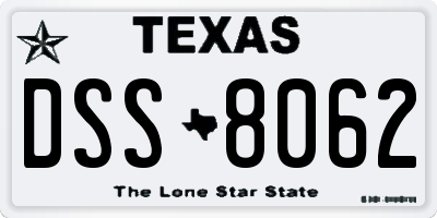 TX license plate DSS8062